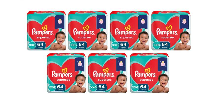 Kit Fraldas Pampers Supersec (Jumbo) - Tam XXG - 448 Tiras OFERTA ...