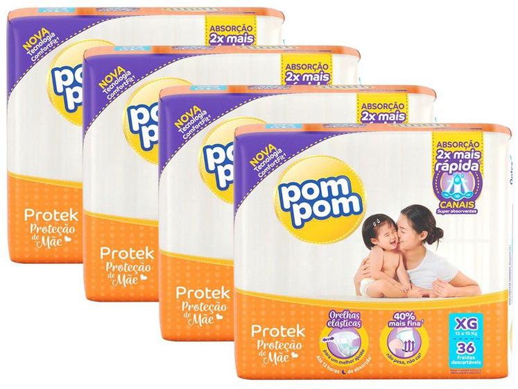 Kit Fraldas Pom Pom Protek Proteção de Mãe Tam. XG Menor preço em Kit Fraldas Pom Pom Protek Proteção de Mãe Tam. XG