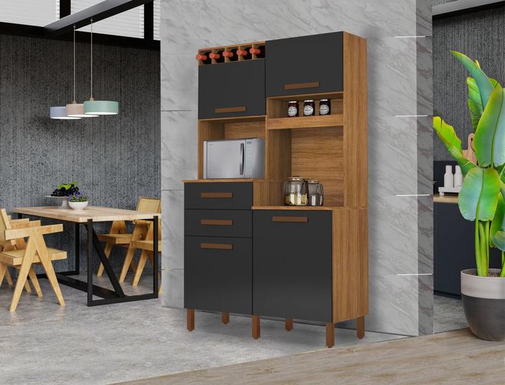 Kit França 4 Portas 2 Gavetas 4 Prateleiras 5 Garrafeira Arte Moveis