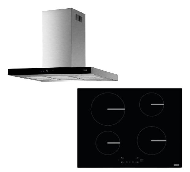 Imagem de Kit franke 2 peças coifa franke linea touch ilha 90cm 220v + cooktop franke indução smart fsm 654 i bk 220v