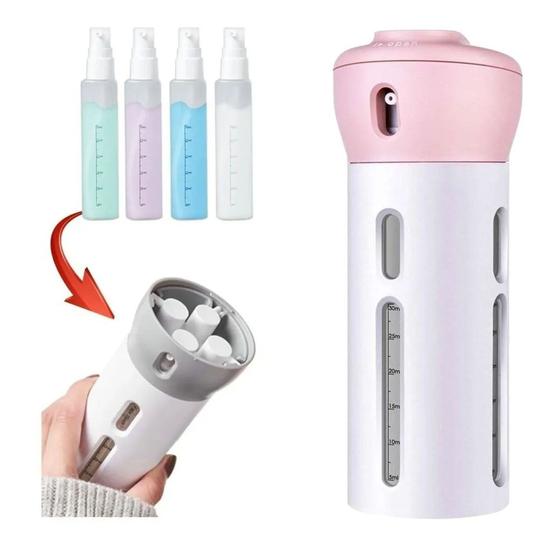 Imagem de Kit Frasco Portátil Viagem 4 em 1 Porta Shampoo Condicionar Sabote Dispense Para Banho