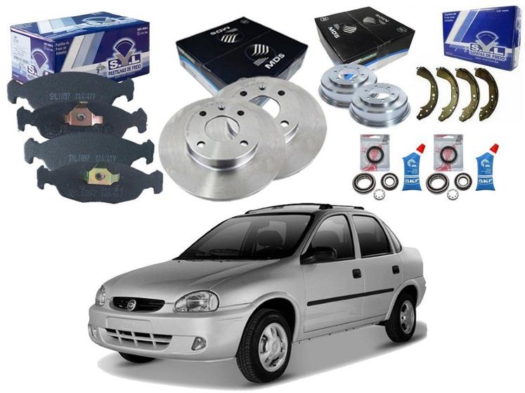 Imagem de Kit freio completo syl skf pastilha disco sapata tambor rolamento chevrolet corsa classic corsa seda