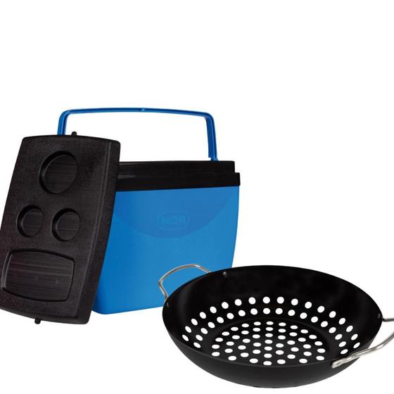 Imagem de Kit frigideira wok antiaderente com caixa termica 34 litros
