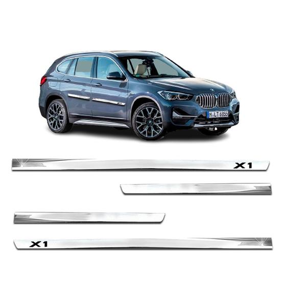 Imagem de Kit Friso Lateral Central Slim Personalizado BMW X1 2010 á 2022 Kit Cromado 4 Portas - Shekparts