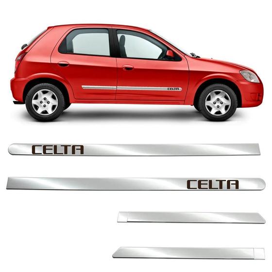 Imagem de Kit Friso Lateral Personalizado Largo Cromado Celta 2002 a 2015 4 Portas