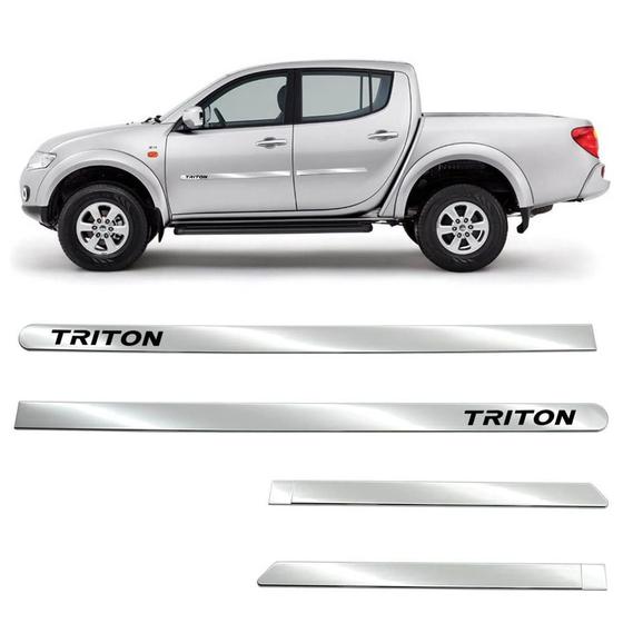 Imagem de Kit Friso Lateral Personalizado Largo Cromado L200 Triton 2008 a 2023 4 Portas