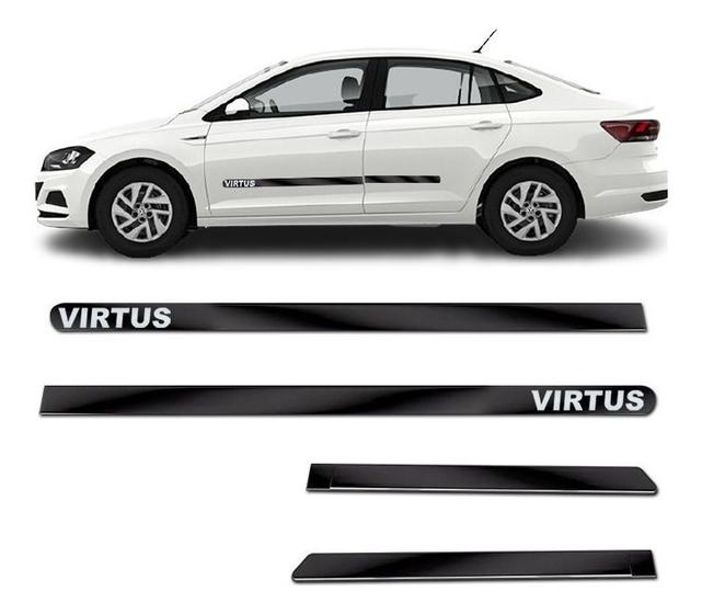 Kit Friso Lateral Personalizado Largo Preto Virtus 2018 a 2023 Adesivo Cromado C/ Escrita Menor preço em Kit Friso Lateral Personalizado Largo Preto Virtus 2018 a 2023 Adesivo Cromado C/ Escrita