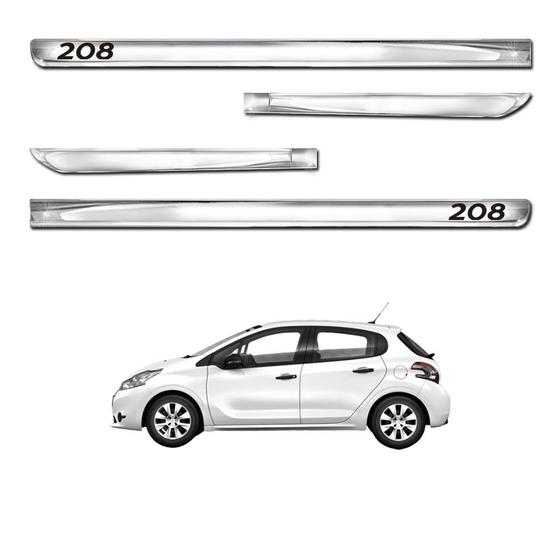 Imagem de Kit Friso Lateral Personalizado Modelo X-Treme Cor Cromado Peugeot 208 2013 a 2020 4 Portas