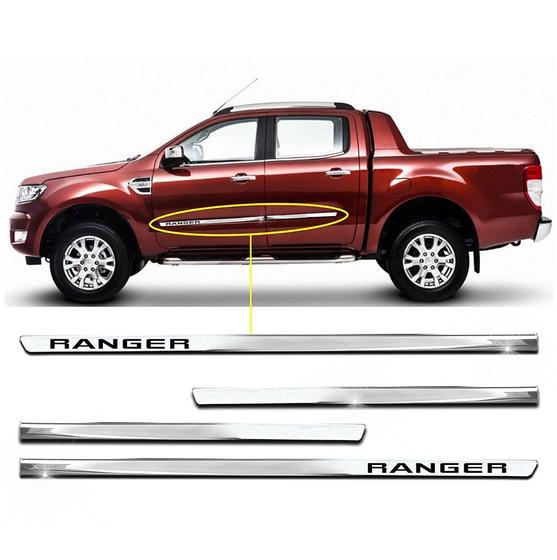 Imagem de Kit Friso Lateral Personalizado Slim Cromado Ranger 2013 a 2023 4 Portas