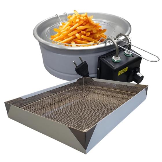 Kit Fritadeira 5L Tacho + Escorredor de Salgados Inox Menor preço em Kit Fritadeira 5L Tacho + Escorredor de Salgados Inox