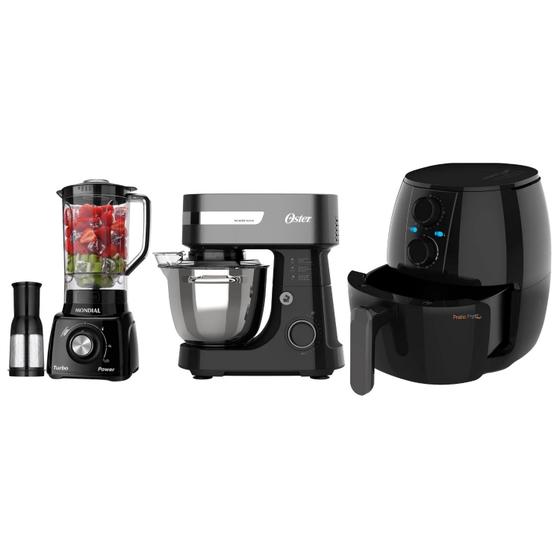 Kit Fritadeira Sem Óleo 3L Pratic Airfryer Grelha Removivel Batedeira
