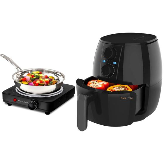 Kit Fritadeira Sem Óleo Elétrica 3L Air Fryer Cadence Com Fogão