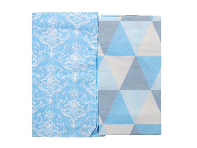 Imagem de Kit Fronhas Para Travesseiro Bebe 28x40 Menino Com 2 Unidades Azul Chevron 100% Algodão