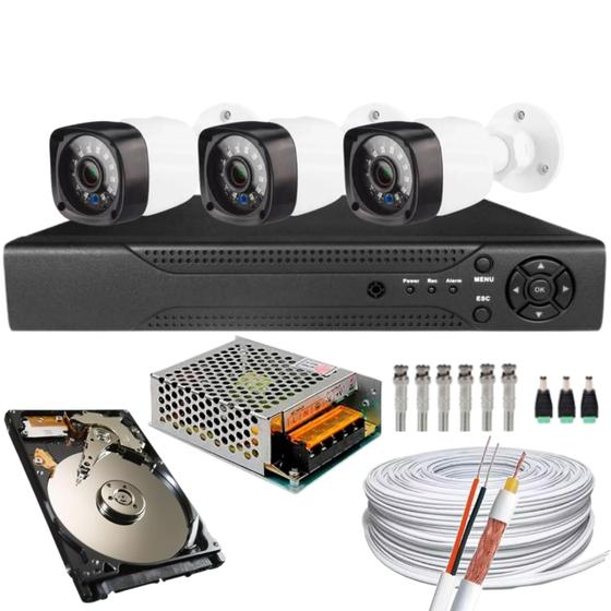 Imagem de Kit Full Hd Com Dvr 8 Canais Acesso Internet P2p + 3 Câmeras Segurança 1080p 2mp