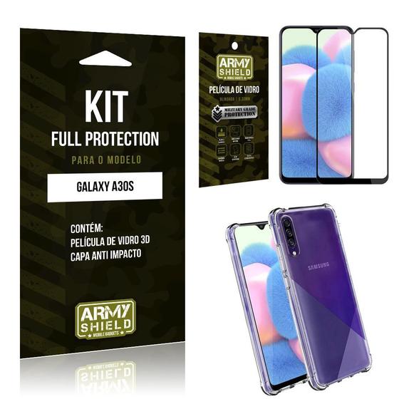 Imagem de Kit Full Protection Galaxy A30S Película de Vidro 3D + Capa Anti Impacto - Armyshield