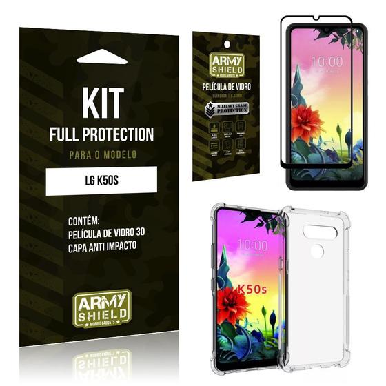 Imagem de Kit Full Protection LG K50s Película de Vidro 3D + Capa Anti Impacto - Armyshield