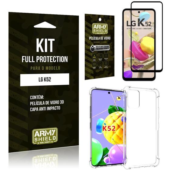 Imagem de Kit Full Protection LG K52 Película de Vidro 3D + Capa Anti Impacto - Armyshield