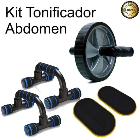 Imagem de Kit Funcional Rolo Roda Com Apoio Abwheel Fit + Slide Disc