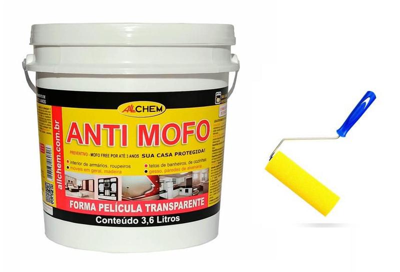 Imagem de Kit Fundo Antimofo Bactérias Preventivo Allchem 3,6l + Rolo