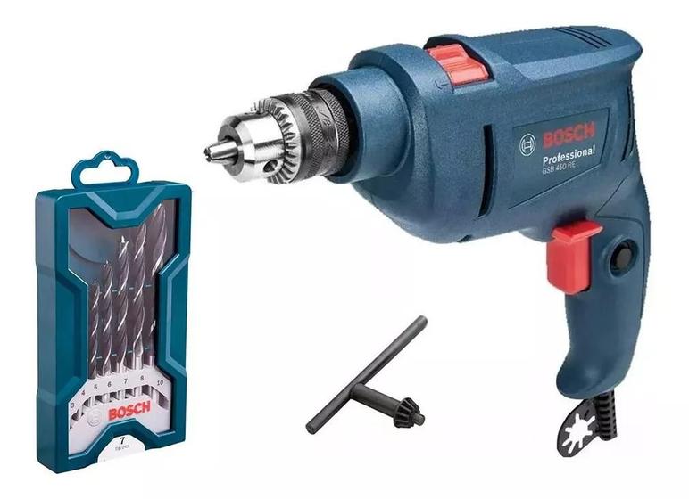 Kit Bosch GSB 450 RE + V-Line 41 Peças - Furadeira Impacto 1,6kg Completa