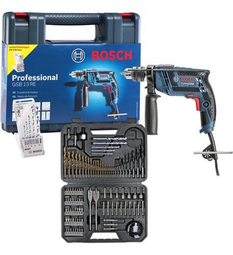 Imagem de Kit Furadeira Impacto Bosch Gsb 13 Re 750w Kit 103 Pcs Tin 220v