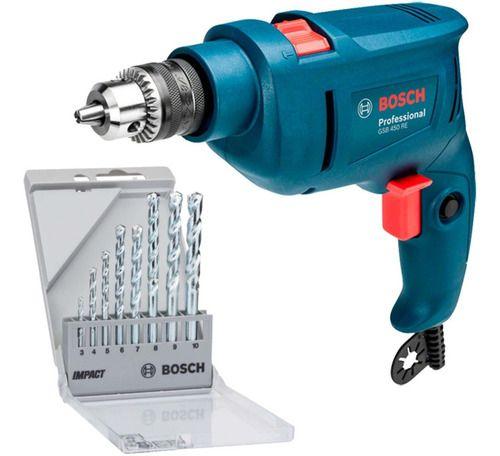 Imagem de Kit Furadeira Impacto Bosch Gsb 450 Re E 8 Brocas Cyl-1 220v