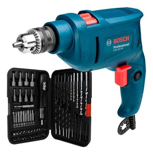 Imagem de Kit Furadeira Impacto Parafusadeira Bosch Gsb 450re 67 Peças 110v