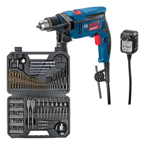 Imagem de Kit Furadeira Impacto Parafusadeira Bosch Gsb13re 750w Bivolt e 103 Peças