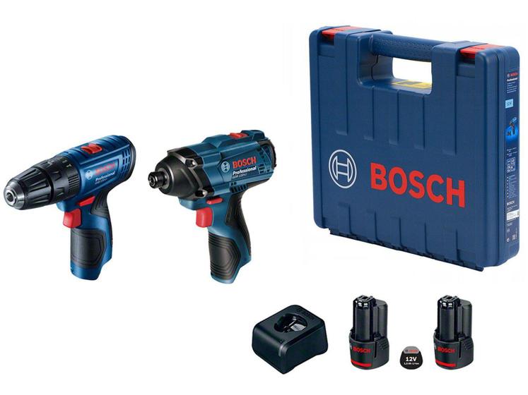 Kit Furadeira/Parafusadeira e Chave de Impacto - Bosch com Maleta Menor preço em Kit Furadeira/Parafusadeira e Chave de Impacto - Bosch com Maleta