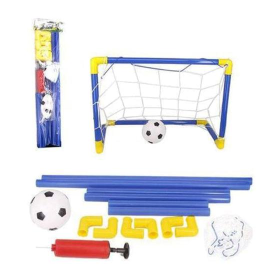 Kit Futebol Infantil DM Toys Brinquedo Gol Montável 76cm x 47cm Com ...