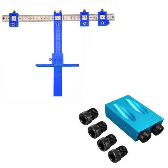Imagem de Kit Gabarito para Furos Chanfrados + Gabarito Jig Esquadro