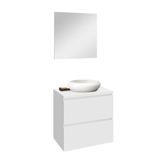 Imagem de Kit Gabinete Bianco Espelho Com Cuba Cristal Branca Completo
