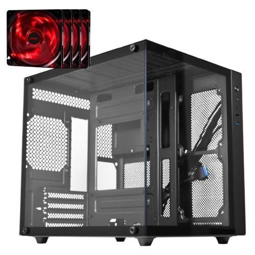 Kit Gabinete Gamer Aquário Premium Com 4 Fans Vermelhos HQ Menor preço em Kit Gabinete Gamer Aquário Premium Com 4 Fans Vermelhos HQ