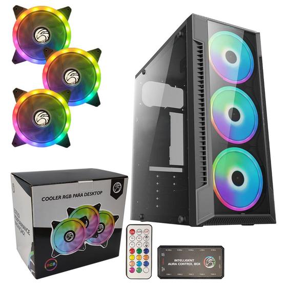 Imagem de Kit Gabinete Gamer C3147 + 3 Fans Rgb