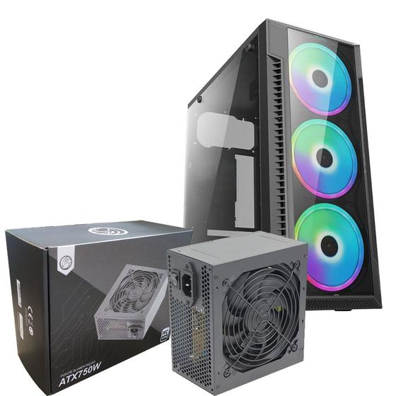 Kit Gabinete Gamer C3147 + Fonte 750w Pfca Menor preço em Kit Gabinete Gamer C3147 + Fonte 750w Pfca