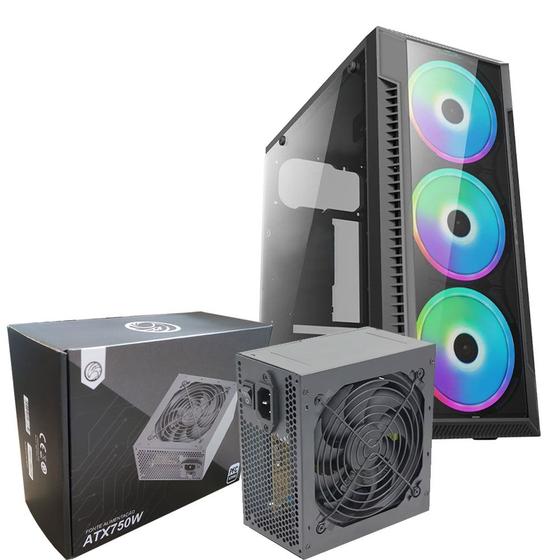 Imagem de Kit Gabinete Gamer C3147 + Fonte 750w Pfca