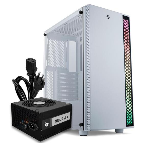 Kit Gabinete Gamer TGT Skylancer Branco + Fonte Nidus 500W + Cabo de ...
