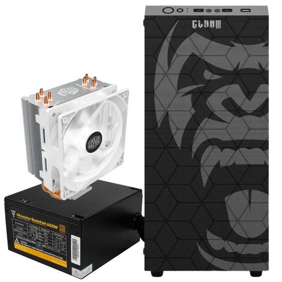 Imagem de Kit Gabinete Gamer Zilla Mid Tower Suporta Até 6 Fans e Water Cooler +  Fonte 650W ATX Bivolt + Cooler de Processador Hyper 212 Led White Edition