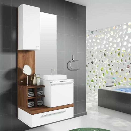 Imagem de Kit Gabinete Para Banheiro Alteza C/ Espelheira Espelho e Pia Cuba