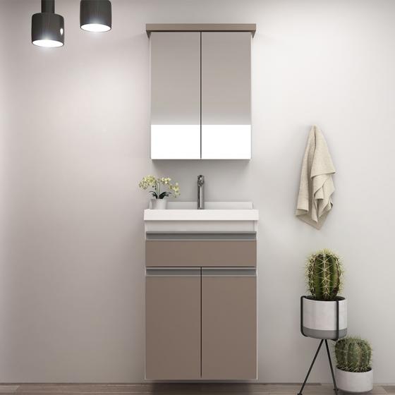Kit Gabinete para Banheiro com Cuba e Espelheira 501 50cm Branco/Gianduia Cewal é boa?