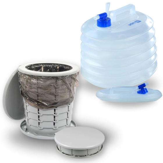 Imagem de Kit Galao Colapsavel 10 L Recipiente de Agua Dobravel + Banheiro Portatil Vaso Compacto 15 L Ntk  Nautika 