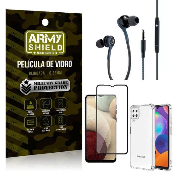 Imagem de Kit Galaxy A12 Fone Extreme+Capa Anti Impacto+Película 3D