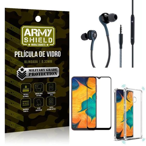 Imagem de Kit Galaxy A20 Fone Extreme+Capa Anti Impacto+Película 3D