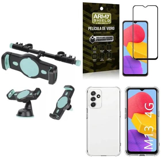 Imagem de Kit Galaxy M13 Suporte Veicular 3 Em 1 + Capa + Película 3D