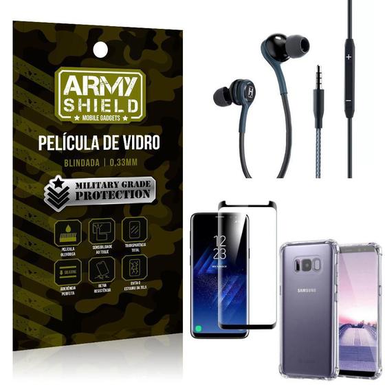 Imagem de Kit Galaxy S8 Plus Fone Extreme+Capa Anti Shock+Película 3D