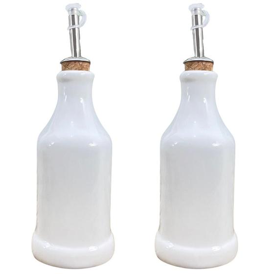 Kit Galheteiro 2 Peças 300ml - Azeite e Vinagre - Porcelana Branca