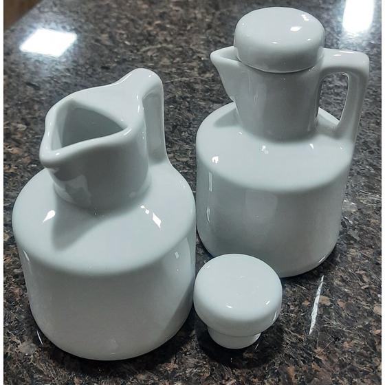 Imagem de Kit Galheteiro 2 peças Azeite e Vinagre - Porcelana Branca