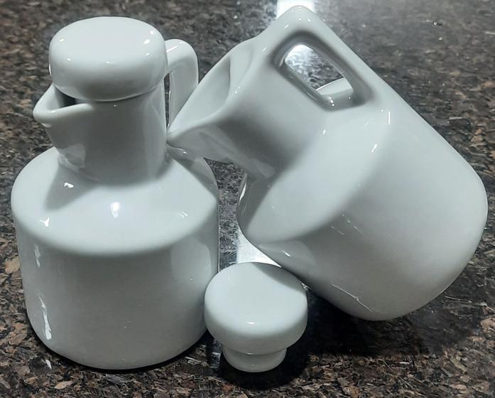 Imagem de Kit Galheteiro 2 peças Azeite e Vinagre - Porcelana Branca