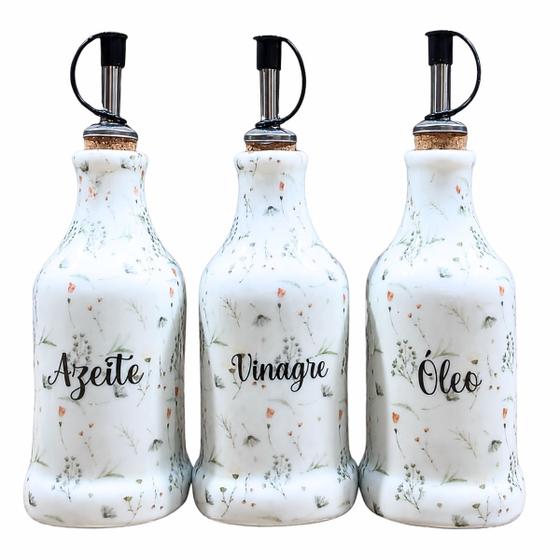 Kit Galheteiro Porcelana Decorada Arabesco Peças:3 peças