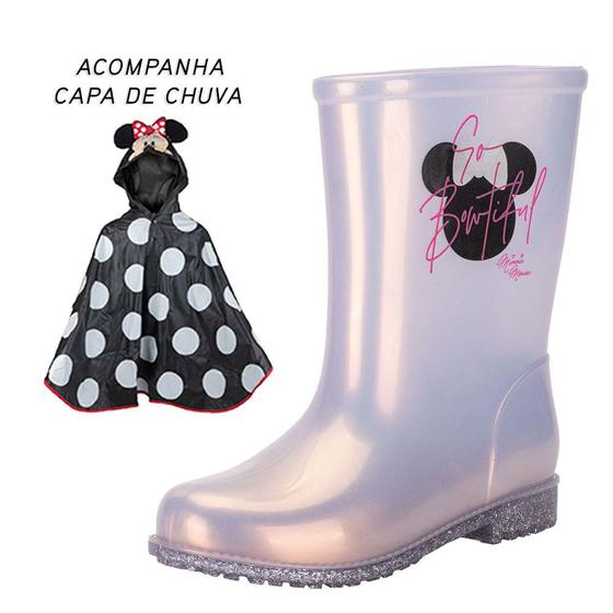 Imagem de Kit galocha infantil minnie e capa de chuva grendene kids 23083